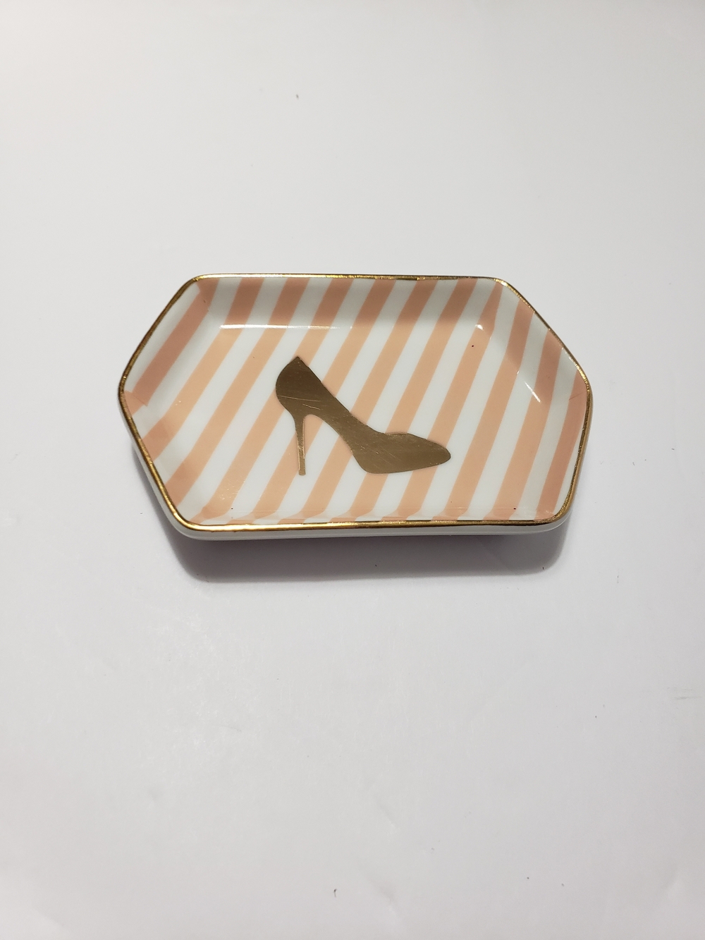 ROSANNA Peach & White Stripe Trinket Dish